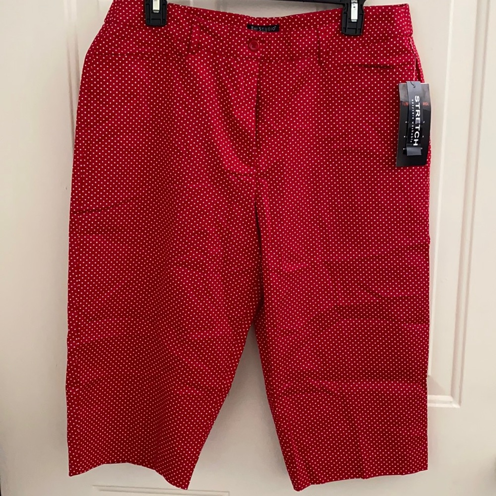 Red Polka Dot capris. New with tags. Size 12P